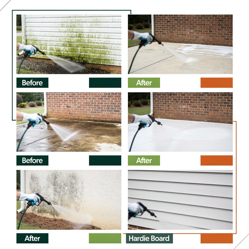 Gwinnett Pressure Pros vinyl siding soft wash before and after - professional house cleaning transformation